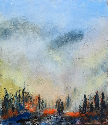 Pintura intitulada "Forest fire" por Jill Carrott, Obras de arte originais, Óleo