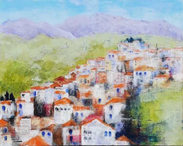 Painting titled "Torrox from the East" by Jill Carrott, Original Artwork, Acrylic