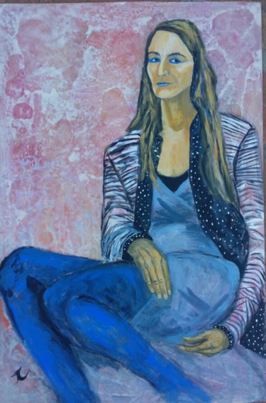 Peinture intitulée "Blue Eyed Kate" par Jill Carrott, Œuvre d'art originale, Acrylique