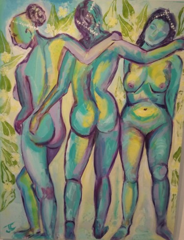 Peinture intitulée "The Three Graces, v…" par Jill Carrott, Œuvre d'art originale, Acrylique