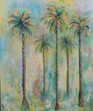Painting titled "Palm Trees, no. 1" by Jill Carrott, Original Artwork, Acrylic