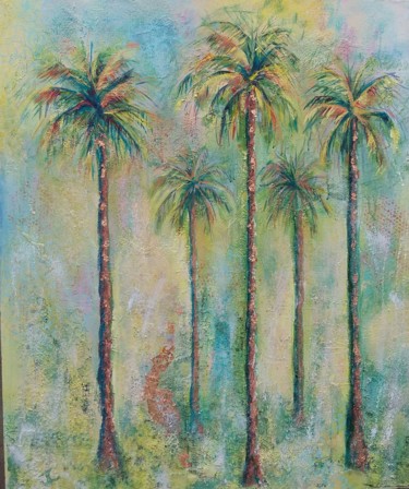 Malerei mit dem Titel "Palm Trees, no. 1" von Jill Carrott, Original-Kunstwerk, Acryl