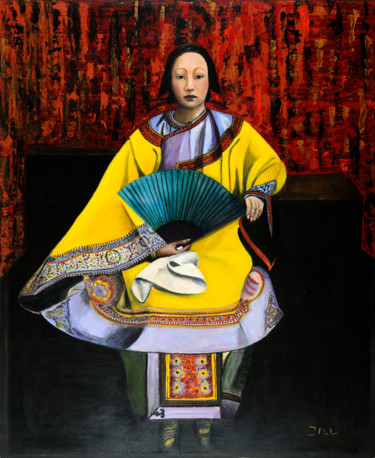 Peinture intitulée "Chinoise" par Jill Bordes, Œuvre d'art originale, Huile