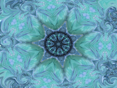 Digitale Kunst getiteld "Swirly Cedar Sun Aq…" door Jill Annette Johnson, Origineel Kunstwerk, 2D Digital Work