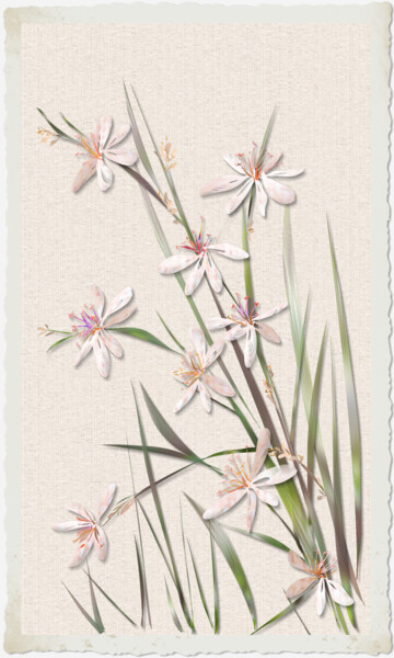 Arte digital titulada "Wild Flowers in Gra…" por Jill Annette Johnson, Obra de arte original, Trabajo Digital 2D