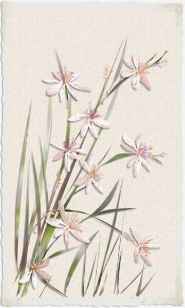 Digital Arts titled "Flowers in Grass Le…" by Jill Annette Johnson, Original Artwork, Digital Painting