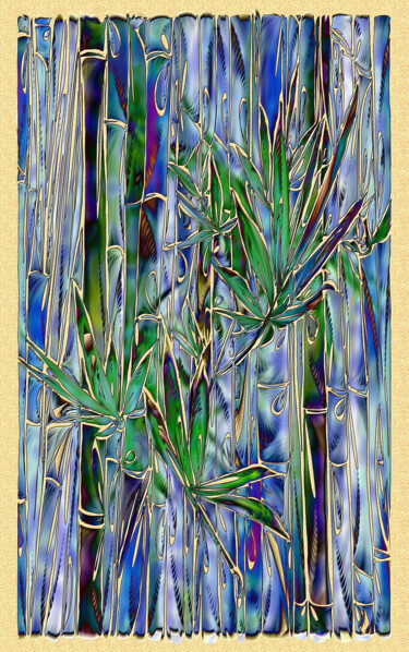 Digital Arts titled "Vibrant Set Bamboo…" by Jill Annette Johnson, Original Artwork, Digital Painting