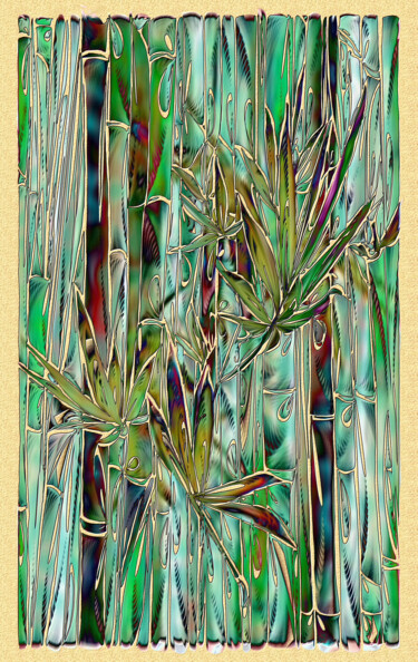 Digital Arts titled "Vibrant Set Bamboo 3" by Jill Annette Johnson, Original Artwork, Digital Painting
