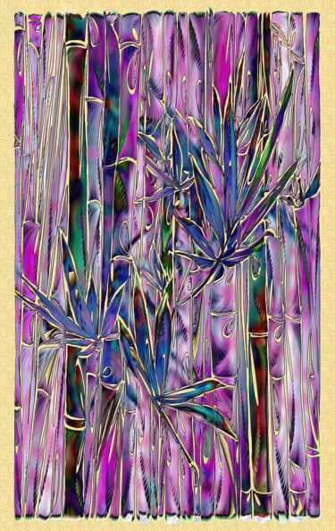 Arte digitale intitolato "Vibrant Set Bamboo 4" da Jill Annette Johnson, Opera d'arte originale, Lavoro digitale 2D