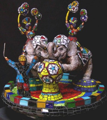 Sculpture titled "Elephant Act" by Jill Nassau, Original Artwork, Ceramics
