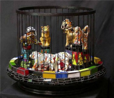 "Big Cat Act" başlıklı Heykel Jill Nassau tarafından, Orijinal sanat, Seramik
