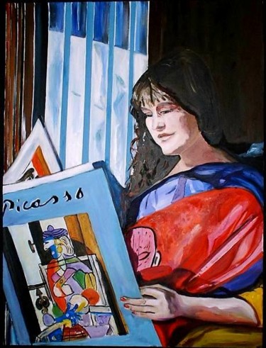 Painting titled "Studying Picasso" by Jill Nassau, Original Artwork, Oil
