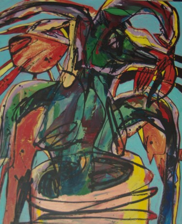 Malerei mit dem Titel "La Plante" von Jim Nagoya, Original-Kunstwerk, Acryl