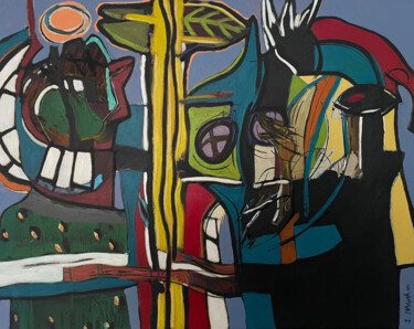 Malerei mit dem Titel "L'Arbre Jaune" von Jim Nagoya, Original-Kunstwerk, Acryl