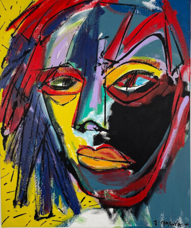 Painting titled "Le Regard" by Jim Nagoya, Original Artwork, Acrylic Mounted on Wood Stretcher frame