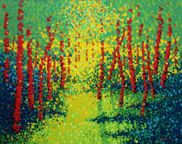 Peinture intitulée "Red trunks" par Jim Pescott, Œuvre d'art originale, Acrylique