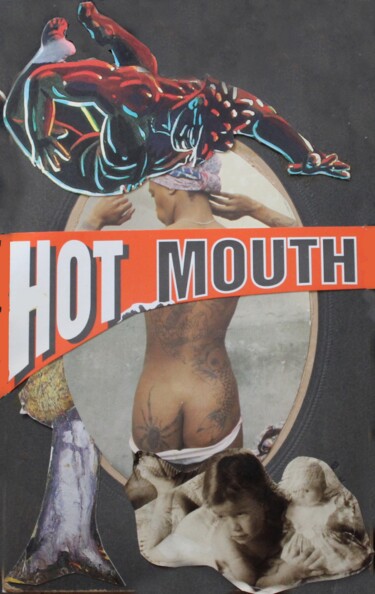 Collagen mit dem Titel "Hot Mouth" von Jim Williams, Original-Kunstwerk, Collagen