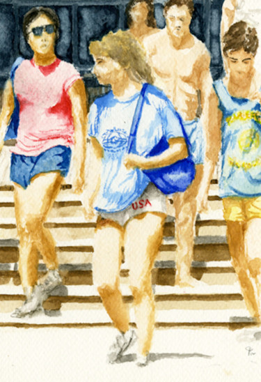 Painting titled "beach-2" by Jim Fischer, Original Artwork, Watercolor