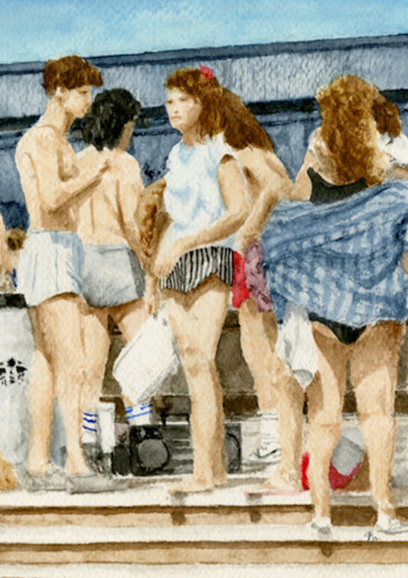 Painting titled "beach-7" by Jim Fischer, Original Artwork, Watercolor