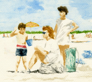 Painting titled "beach-10" by Jim Fischer, Original Artwork, Watercolor