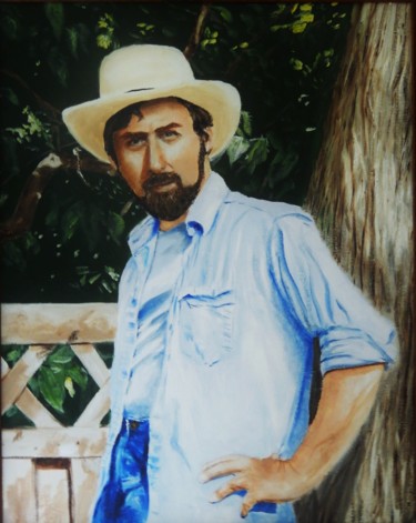 Painting titled "Self portrait, age…" by Jim Fischer, Original Artwork, Oil