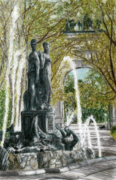 Картина под названием "Fountain, Grand Arm…" - Jim Fischer, Подлинное произведение искусства