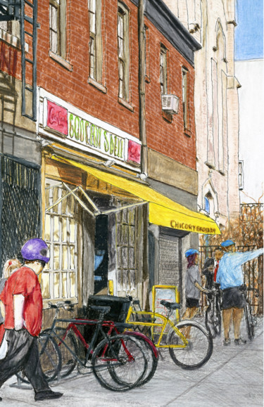 Painting titled "Small Cafe on Congr…" by Jim Fischer, Original Artwork, Other