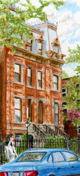 Pintura intitulada "Townhouse, 3rd Plac…" por Jim Fischer, Obras de arte originais