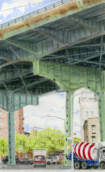 Ζωγραφική με τίτλο "Elevated Brooklyn Q…" από Jim Fischer, Αυθεντικά έργα τέχνης