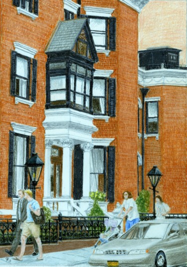 Peinture intitulée "Brooklyn Heights To…" par Jim Fischer, Œuvre d'art originale, Conté