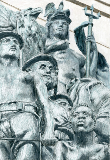 绘画 标题为“Navy Statue, Grand…” 由Jim Fischer, 原创艺术品, 孔戴
