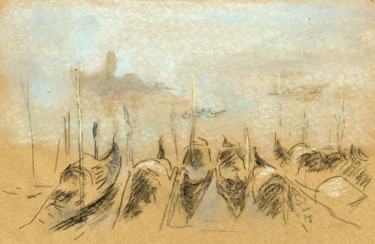 Malerei mit dem Titel "Nocturne San Giorgio" von Jim Fischer, Original-Kunstwerk, Pastell