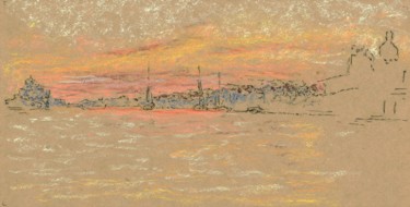 Pintura intitulada "the-riva-sunset.jpg" por Jim Fischer, Obras de arte originais, Pastel