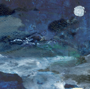Ζωγραφική με τίτλο "Moonrise (see full…" από Jim Fischer, Αυθεντικά έργα τέχνης, Λάδι