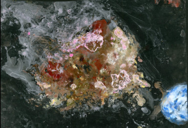 Schilderij getiteld "Asteroid (full titl…" door Jim Fischer, Origineel Kunstwerk, Olie Gemonteerd op Karton