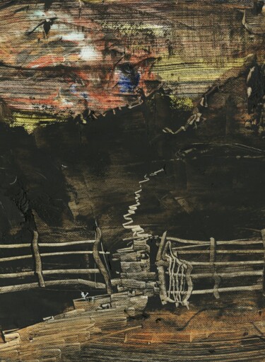 Schilderij getiteld "Dusk (full title in…" door Jim Fischer, Origineel Kunstwerk, Olie