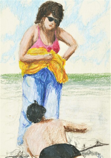 Painting titled "Jones Beach 26" by Jim Fischer, Original Artwork, Conté