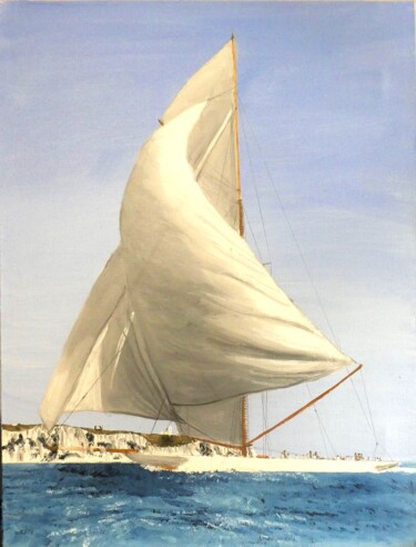 Painting titled "Reliance, 1903 Amer…" by Jim Fischer, Original Artwork, Oil