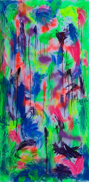 Pittura intitolato "Large Neon Abstract…" da Jim Richards, Opera d'arte originale, Acrilico