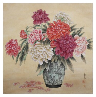 绘画 标题为“Flowers-1” 由Jin, 原创艺术品, 油