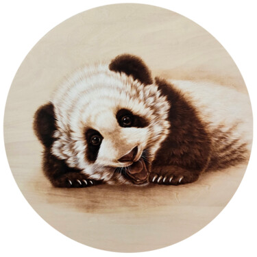 Pintura titulada "熊猫-团团" por Jinfang Lu, Obra de arte original, Carbón