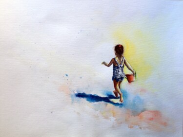 Painting titled "Joyful moments" by Jing Tian, Original Artwork, Watercolor