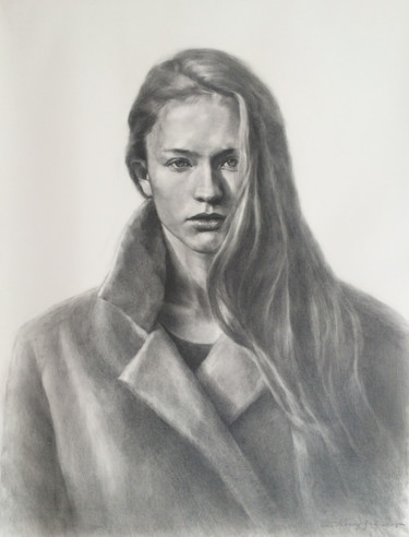 Drawing titled "Miss No.2" by Jinjuan Zhan, Original Artwork, Pencil