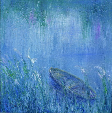 Painting titled "Dawn river" by Jinzuo, Original Artwork, Oil