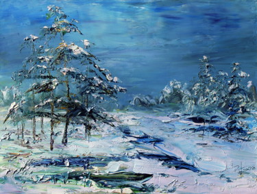 Painting titled "After Snow" by Jinzuo, Original Artwork, Oil