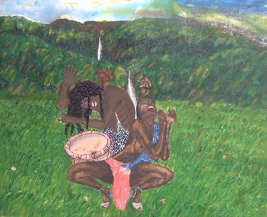 Malerei mit dem Titel "GWO KA" von Jipé Fronton, Original-Kunstwerk, Öl
