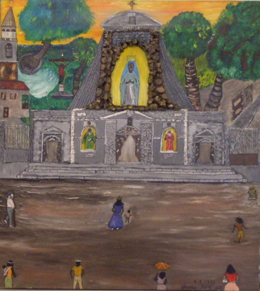 Pintura titulada "Cathédrale de Basse…" por Jipé Fronton, Obra de arte original, Carbón