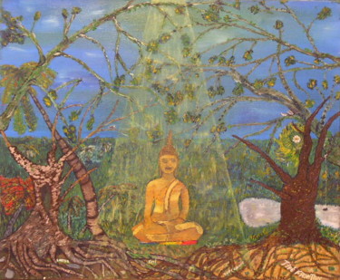 Painting titled "Bouddha" by Jipé Fronton, Original Artwork, Oil