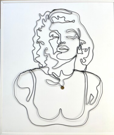 Sculpture titled "Babe Alone" by Jipedan, Original Artwork, Wire Mounted on Other rigid panel