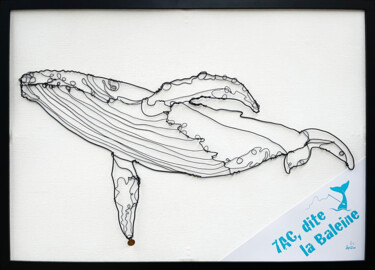 Sculpture intitulée "7AC, dite la Baleine" par Jipedan, Œuvre d'art originale, Aluminium Monté sur Autre panneau rigide